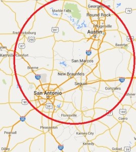 Austin – San Antonio map
